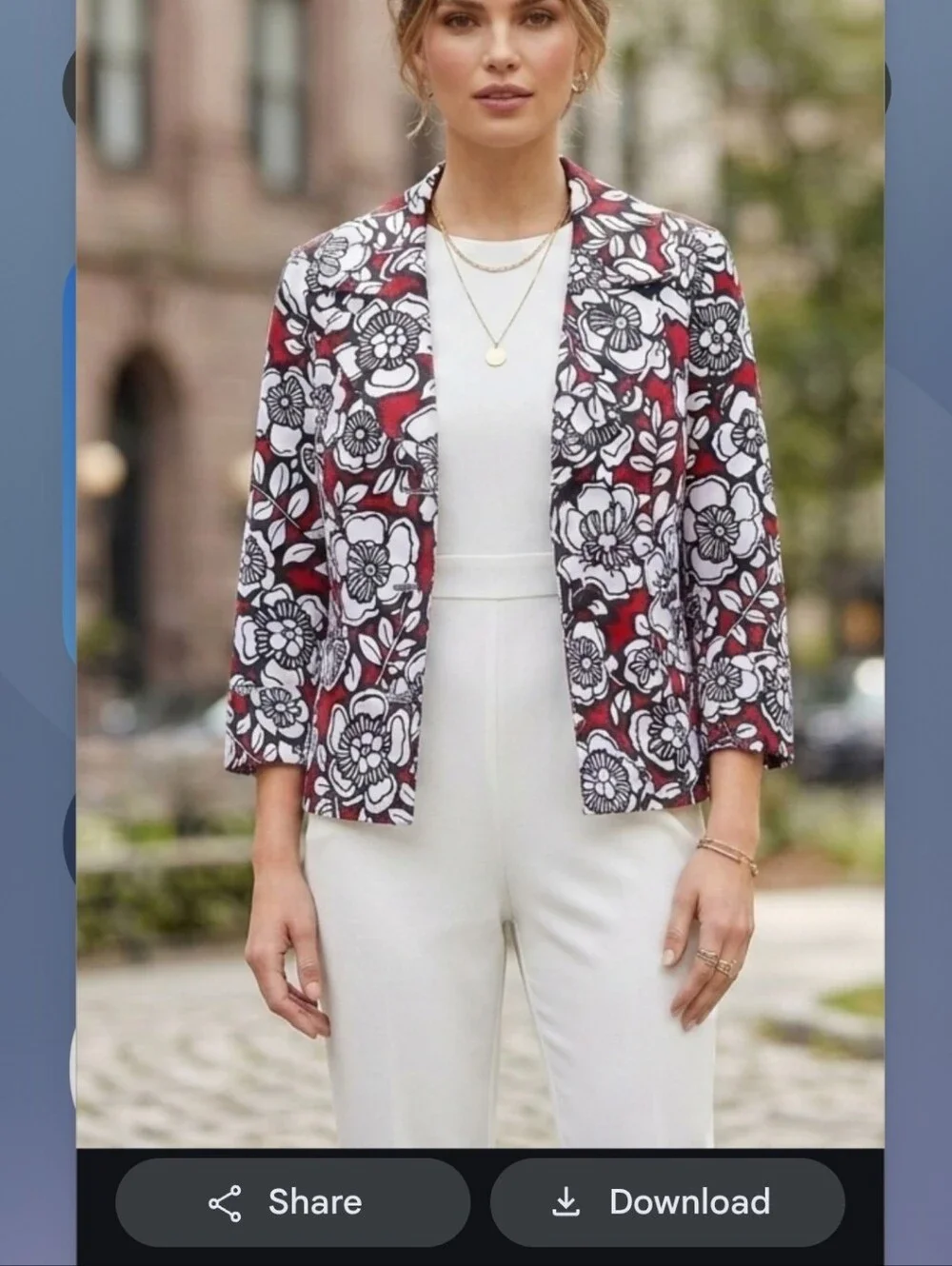 Heart Of Palms Floral Print Red, White & Black Jacket